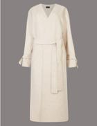 Marks & Spencer Wool Blend Spilt Robe Coat Oatmeal