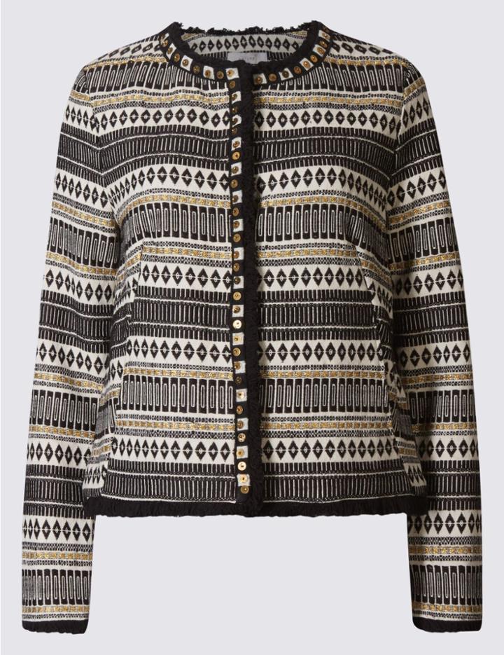 Marks & Spencer Plus Cotton Blend Jacket Black Mix