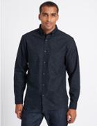 Marks & Spencer Cotton Rich Oxford Shirt With Pocket Navy