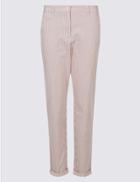 Marks & Spencer Cotton Rich Slim Fit Striped Chinos Pink Mix