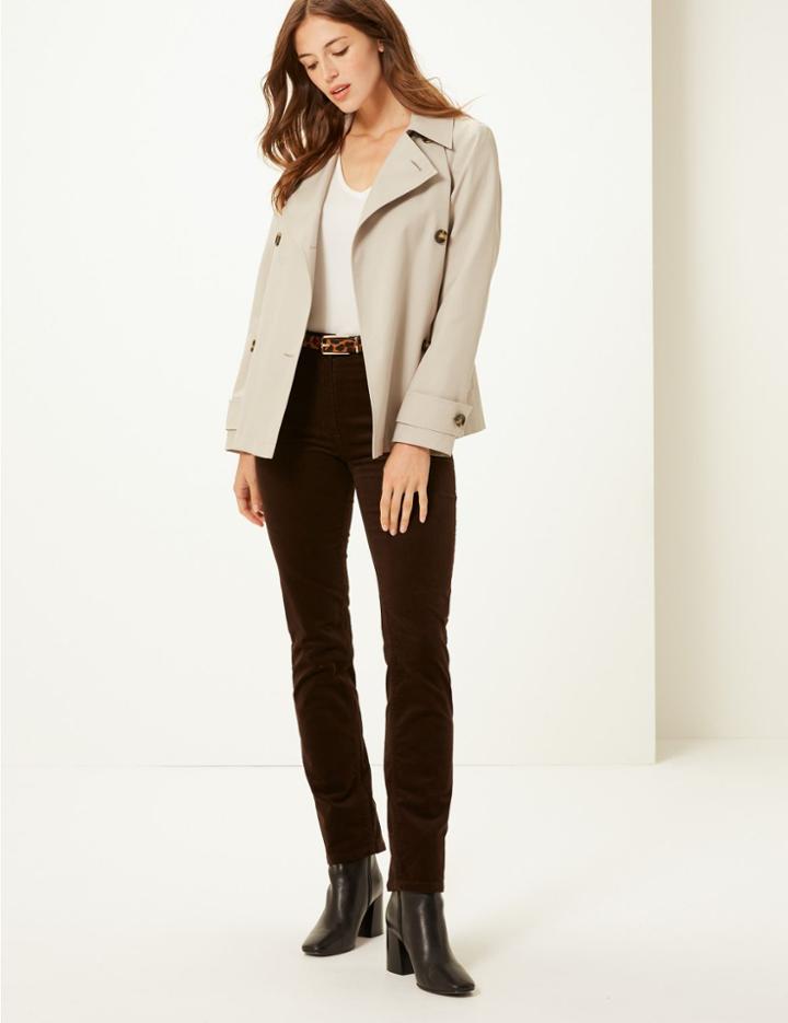 Marks & Spencer Corduroy Straight Leg Trousers Chocolate