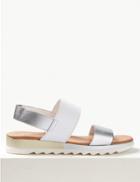 Marks & Spencer Leather Two Band Sandals White Mix