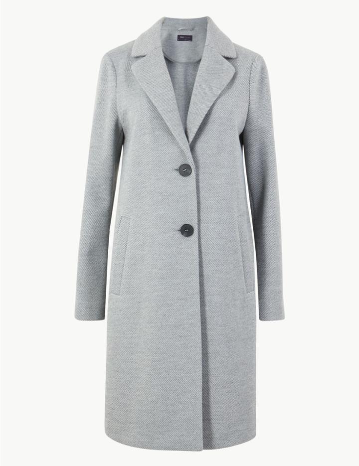 Marks & Spencer Textured Coat Grey Marl