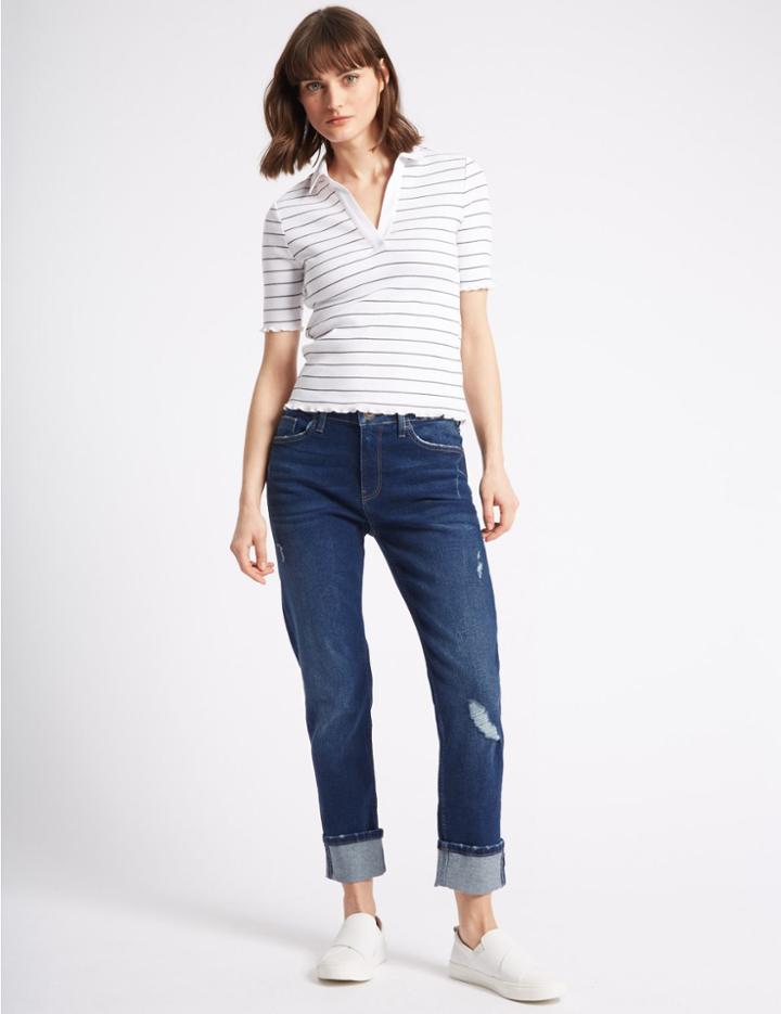 Marks & Spencer Relaxed Slim Mid Rise Jeans Dark Blue Mix