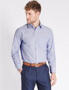 Marks & Spencer 2in Longer Easy To Iron Regular Fit Shirt Royal Blue