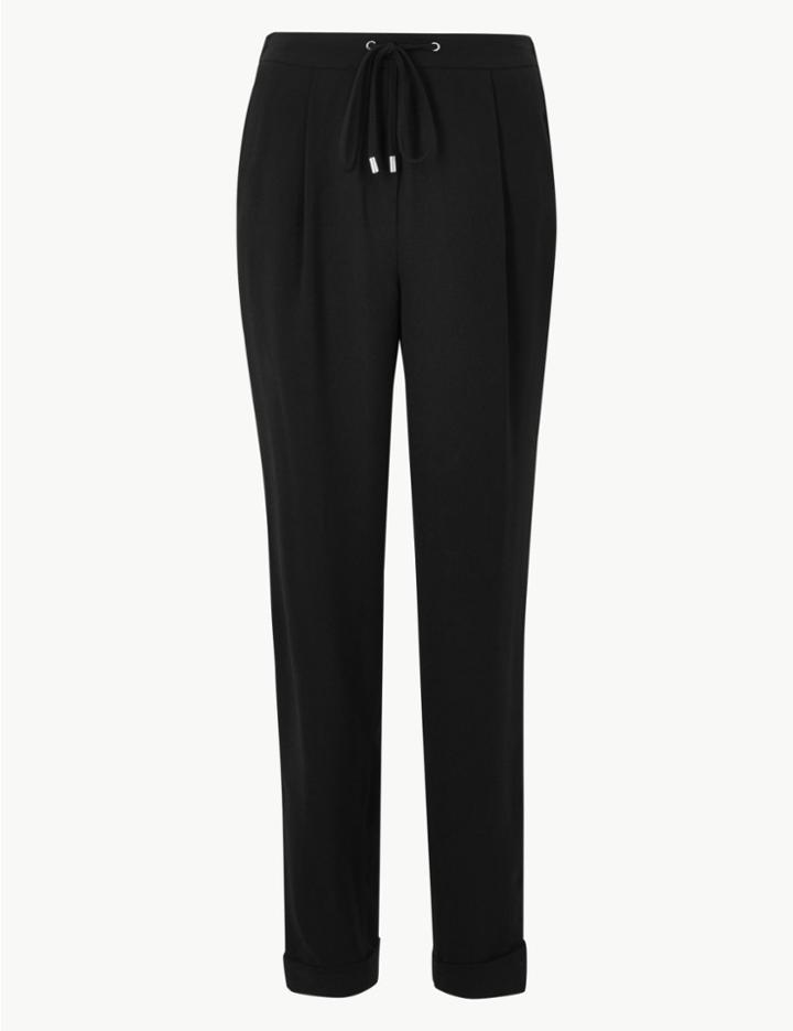 Marks & Spencer Side Stripe Tapered Leg Trousers Black