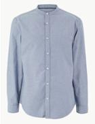 Marks & Spencer Pure Cotton Grandad Oxford Shirt Chambray