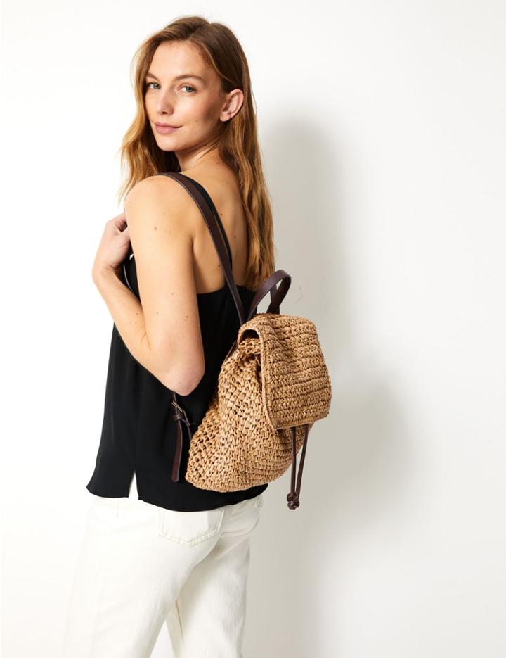 Marks & Spencer Straw Backpack Bag Natural