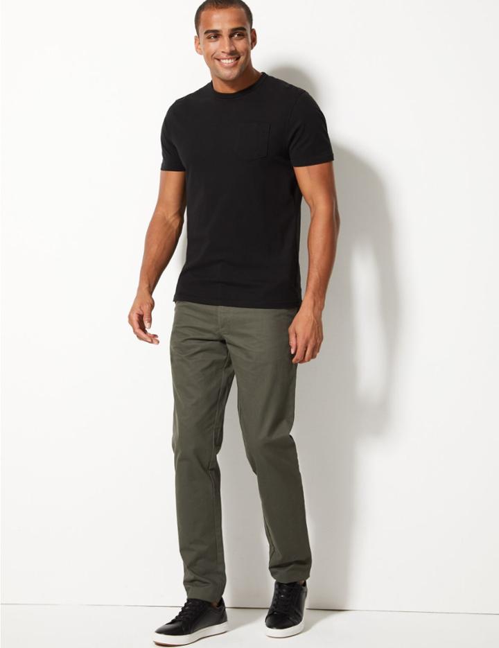 Marks & Spencer Tapered Fit Pure Cotton Chinos Khaki