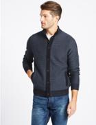 Marks & Spencer Pure Cotton Zip Through Cardigan Mid Blue