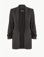 Marks & Spencer Herringbone Crepe Blazer Black Mix