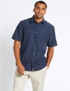 Marks & Spencer Modal Rich Easy Care Shirt With Pocket Navy