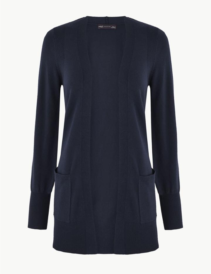Marks & Spencer Open Front Patch Pocket Cardigan Navy