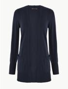 Marks & Spencer Open Front Patch Pocket Cardigan Navy