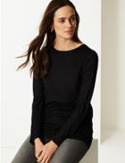 Marks & Spencer Round Neck Long Sleeve Longline T-shirt Black