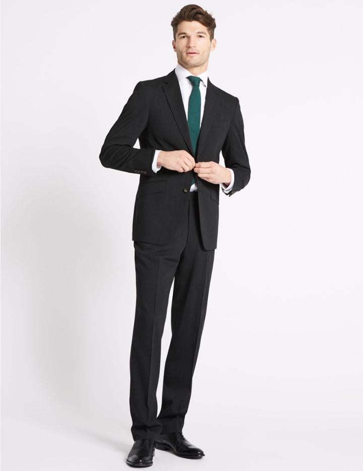 Marks & Spencer Charcoal Textured Regular Fit Jacket