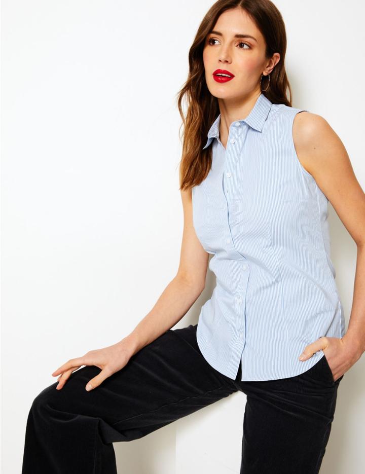 Marks & Spencer Striped Shirt Blue Mix