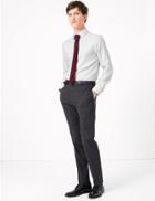 Marks & Spencer Tailored Fit Square Print Easy To Iron Shirt White Mix