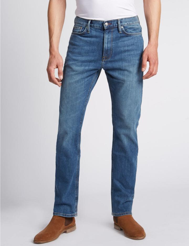 Marks & Spencer Straight Fit Stretch Jeans Mid Blue