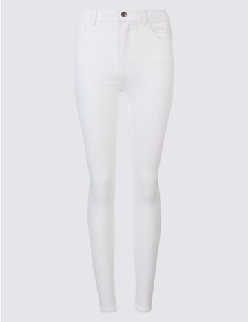 Marks & Spencer Mid Rise Super Skinny Jeans Soft White
