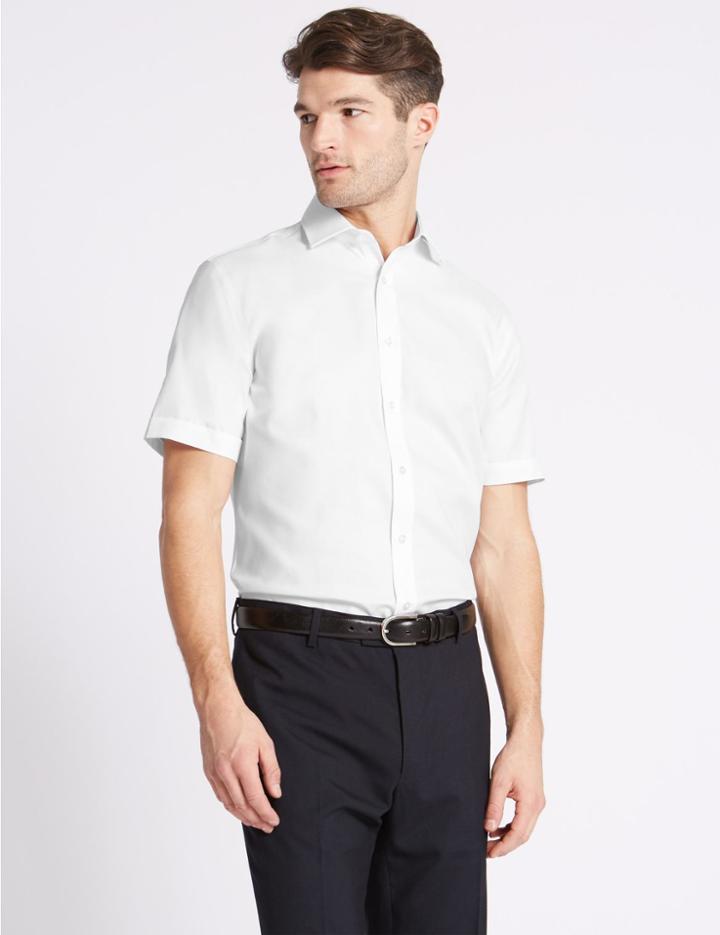 Marks & Spencer Cotton Blend Non-iron Tailored Fit Shirt White