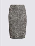 Marks & Spencer Cotton Rich Textured Jersey Pencil Skirt Black Mix
