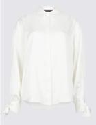Marks & Spencer Tie Cuff Long Sleeve Shirt Ivory