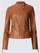 Marks & Spencer 2 Pocket Zipped Moto Jacket Tan