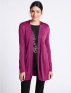 Marks & Spencer Open Front Longline Cardigan Magenta
