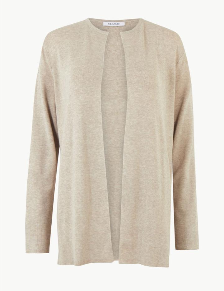 Marks & Spencer Open Front Longline Cardigan Oatmeal