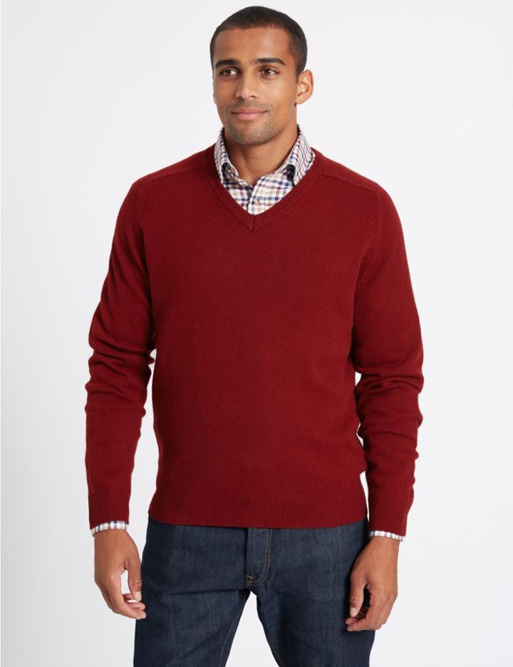 Marks & Spencer Pure Lambswool Jumper Medium Red