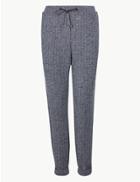 Marks & Spencer Textured Ankle Grazer Trousers Navy Mix