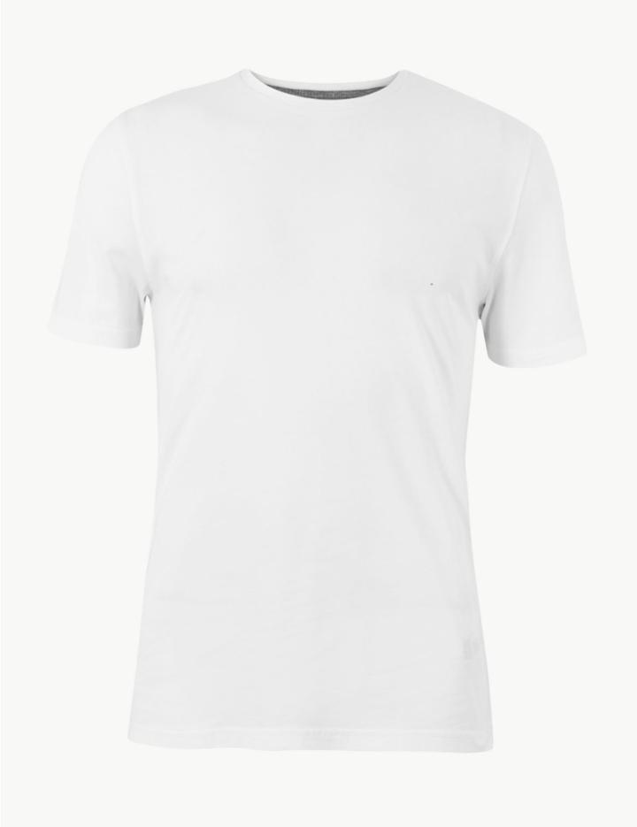 Marks & Spencer Slim Fit Pure Cotton Crew Neck T-shirt Pale Yellow