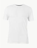 Marks & Spencer Slim Fit Pure Cotton Crew Neck T-shirt Pale Yellow
