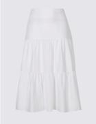 Marks & Spencer Curve Tiered Full Maxi Skirt Soft White
