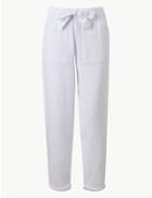 Marks & Spencer Pure Cotton Straight Leg Trousers Soft White
