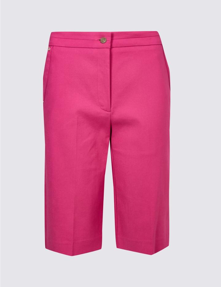 Marks & Spencer Cotton Blend Tailored Shorts Bright Pink