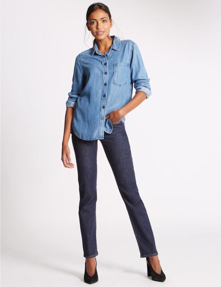 Marks & Spencer Sculpt & Lift Straight Leg Denim Jeans Indigo Mix