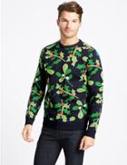 Marks & Spencer Novelty Crew Neck Jumper Navy Mix