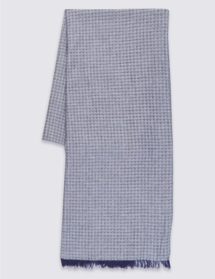 Marks & Spencer Pure Cotton Geometric Print Scarf Grey Mix