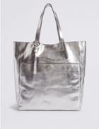 Marks & Spencer Leather Shopper Bag Metallic