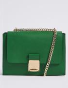 Marks & Spencer Faux Leather Push Lock Shoulder Bag Green