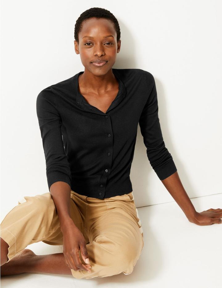 Marks & Spencer Crew Neck Cardigan Black