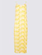 Marks & Spencer Palm Print Slip Midi Dress Yellow Mix