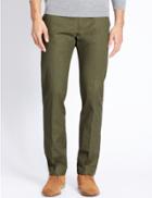 Marks & Spencer Straight Fit Pure Cotton Chinos Green