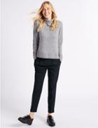 Marks & Spencer Drawstring Tapered Leg Trousers Dark Navy
