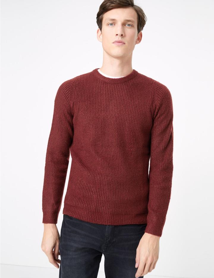 Marks & Spencer Supersoft Crew Neck Jumper Brick