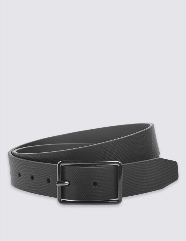 Marks & Spencer Leather Block Edge Buckle Belt Black