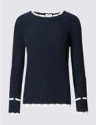 Marks & Spencer Pure Cotton Contrasting Edge Jumper Navy Mix