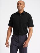 Marks & Spencer Cotton Rich Short Sleeve Regular Fit Shirt Black